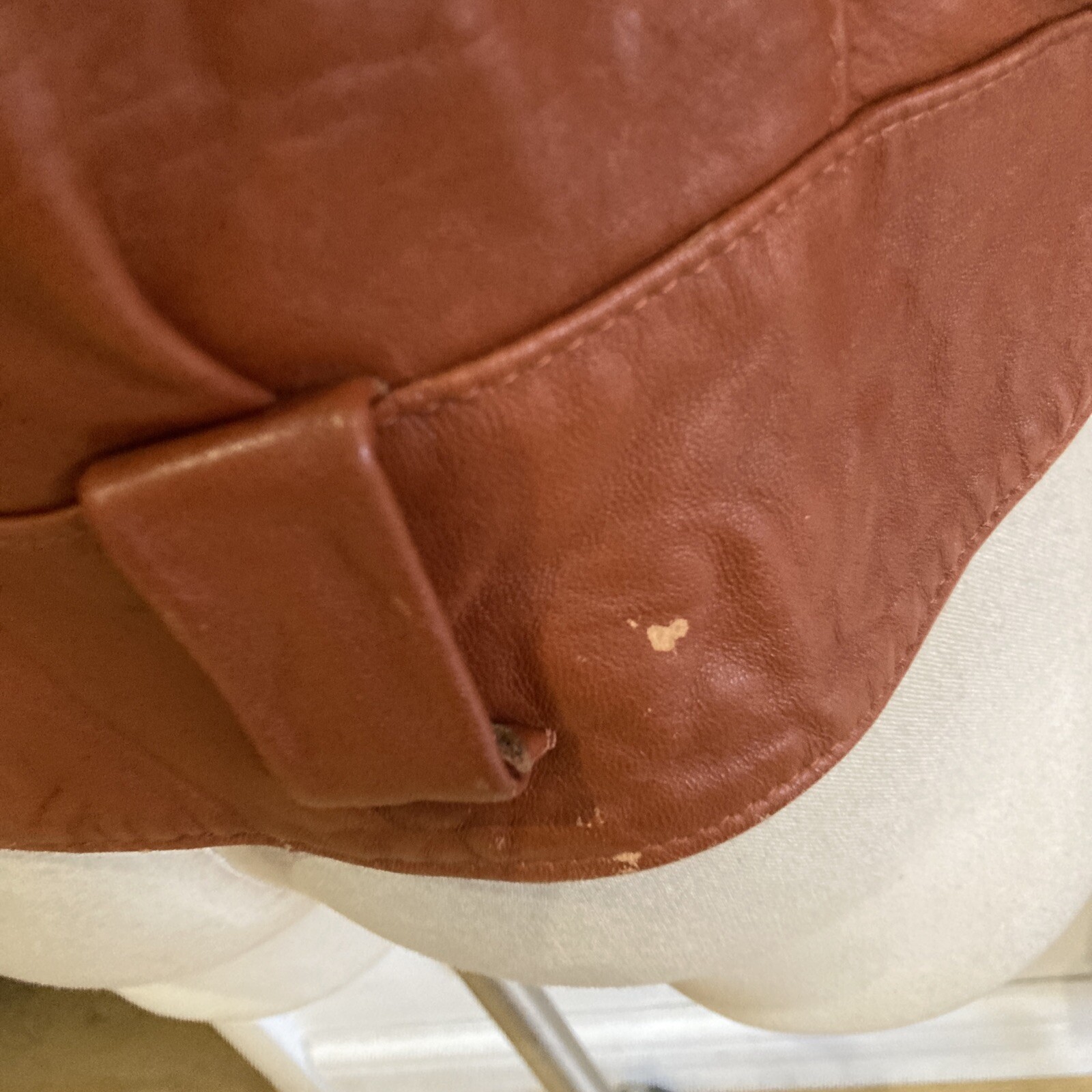 VINTAGE TAN 1970s LEATHER JACKET WITH SHEARLING COLLAR, SIZE L 5