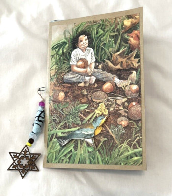 Junk Journal  Nature Child, 20 Pgs Embellished Ephemera , Clip and Tassle