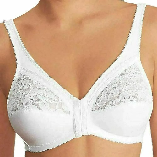 Naturana Support Bra Front Fastening 34D White Lace Non Wired Full Cup 85943 New - Picture 10 of 12