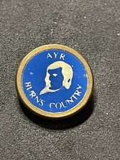 Vintage Rare AYR Burns Country 3/4" Brass Stem Golf Marker - Ayrshire, Scotland