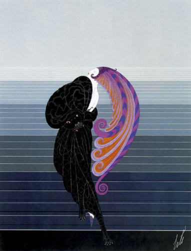 La Bella y la Bestia 22x30 estampado Art Deco de Erte - Imagen 1 de 2