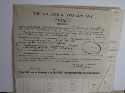 Erie, PA Contract Between WM. Beck & Sons and School District City of Erie, PA 