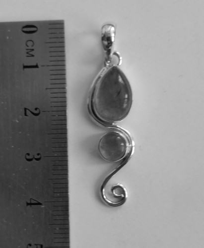 467 Rainbow Moonstone Solid 925 Sterling Silver Twin Gemstone Spiral Pendant - Picture 4 of 4