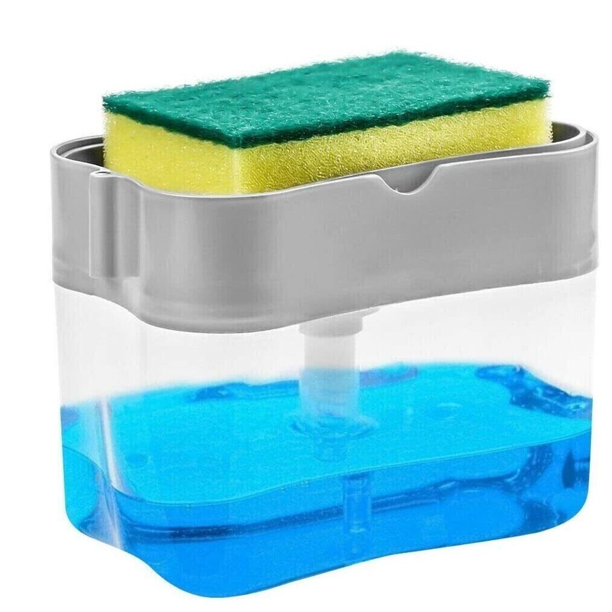 Kitchen Sink Dish Soap Dispenser with Pump and Sponge Caddy Countertop Rack-image