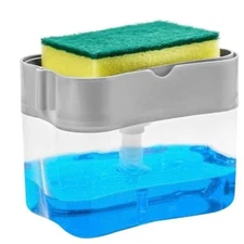 Dish Soap Dispenser for Kitchen Sink Pump & Sponge Caddy Countertop Rack
