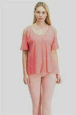 Calvin Klein Women's Cold Shoulder Short Sleeve Top, Pink, M