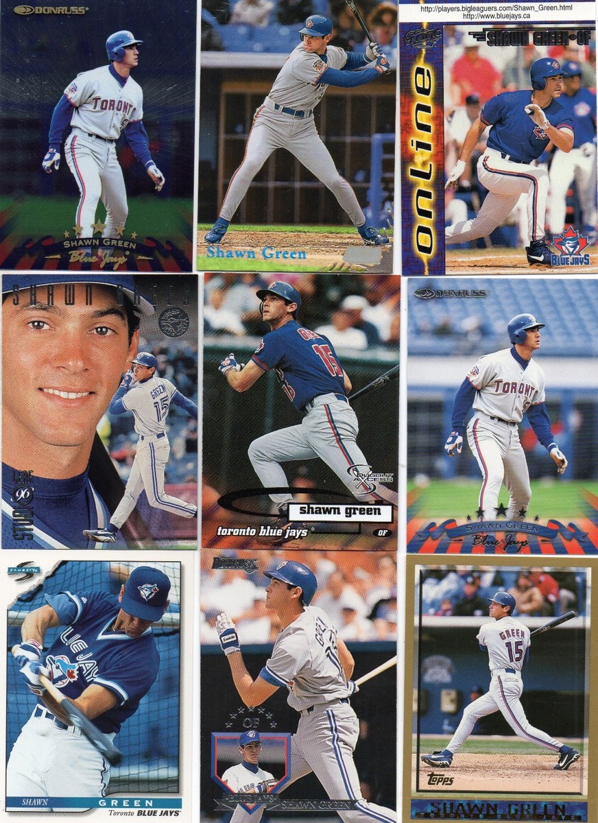 9-shawn green all toronto blue jays card lot #4 nice mix | eBay