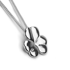 Lucky Shamrock 3 Leaf Clover Necklace Pendant 925 Sterling Silver 3D Design