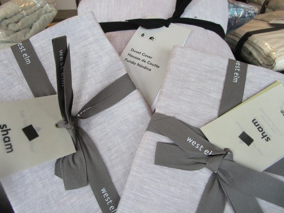 West Elm European Full Queen Linen + 1 euro sham lilás melange Novo com etiquetas - Imagem 3 de 4