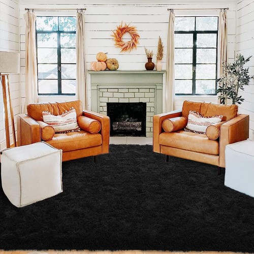 Black Rug For Bedroom Area Rug 4x6 Feet Throw Rugs With Rubber Backing Washable - Picture 4 of 9