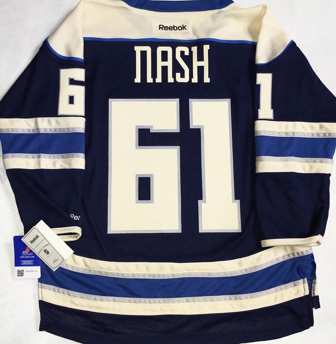 YOUTH-NWT-L/XL RICK NASH COLUMBUS BLUE JACKETS 3rd CANON REEBOK HOCKEY  JERSEY