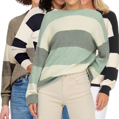 Only Damen Strickpullover Pullover Damenpullover Pulli Oberteil ONLAtia Stripe