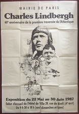 Affiche Ausstellung CHARLES LINDBERGH Hotel de Ville Paris 120x175cm 1987