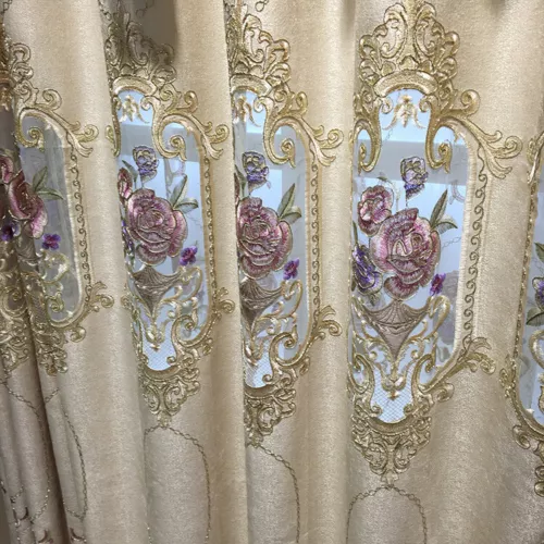 Blumen bestickt Halb Verdunkelungsvorhang Europäische Gardine für Wohnzimmer 1 Panel - Bild 4 von 44