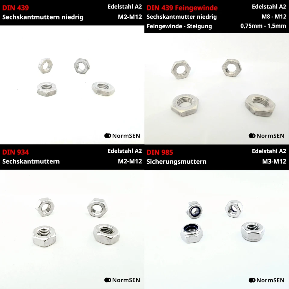 Sechskantmutter FEINGEWINDE niedrig flach DIN 439 Edelstahl A2 V2A M8 M10 M12 - Bild 4 von 4