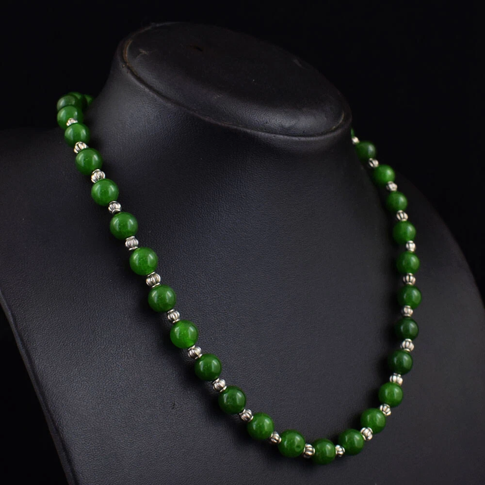 200 Cts Natural Single Strand Green Jade Round Shape Beaded