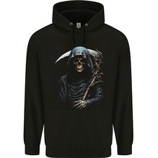 Image of The Grim Reaper and Sythe Skull Design 1 Mens 80% Cotton Hoodie