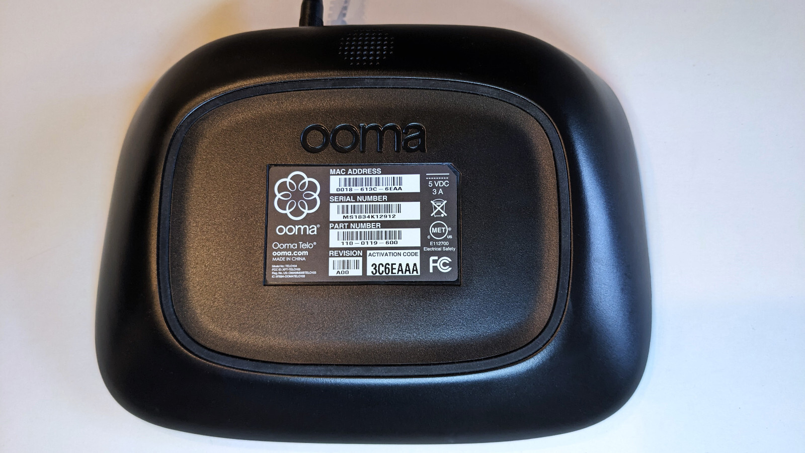 Ooma Telo Free Home Phone Service VoIP Phone - Black - Excellent Condition