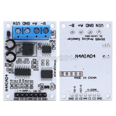 DC 12V 4-20mA 0-5V 0-10V Voltage Signal Acquisition RS485 Modbus RTU Module NEW