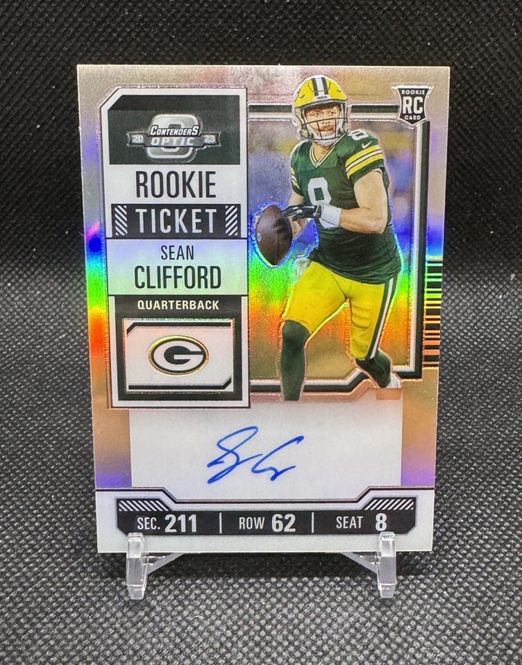 Sean Clifford RC 2023 Contenders Optic SILVER ON CARD AUTO #132 Packers
