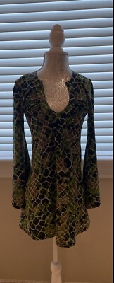 C-Girl Carla s Closet Green Python Print dress caftan O/S