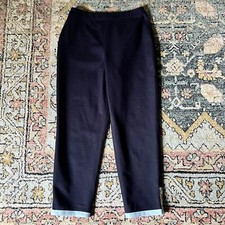 St. John Sport by Marie Gray Navy Crop Trouser Dress Pants Buttons Sz 2