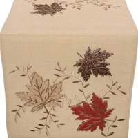 Herbst TischläUfer Tischdecke Gold Bestickt 40 X 90 TischwäSche Herbstlich Ahorn