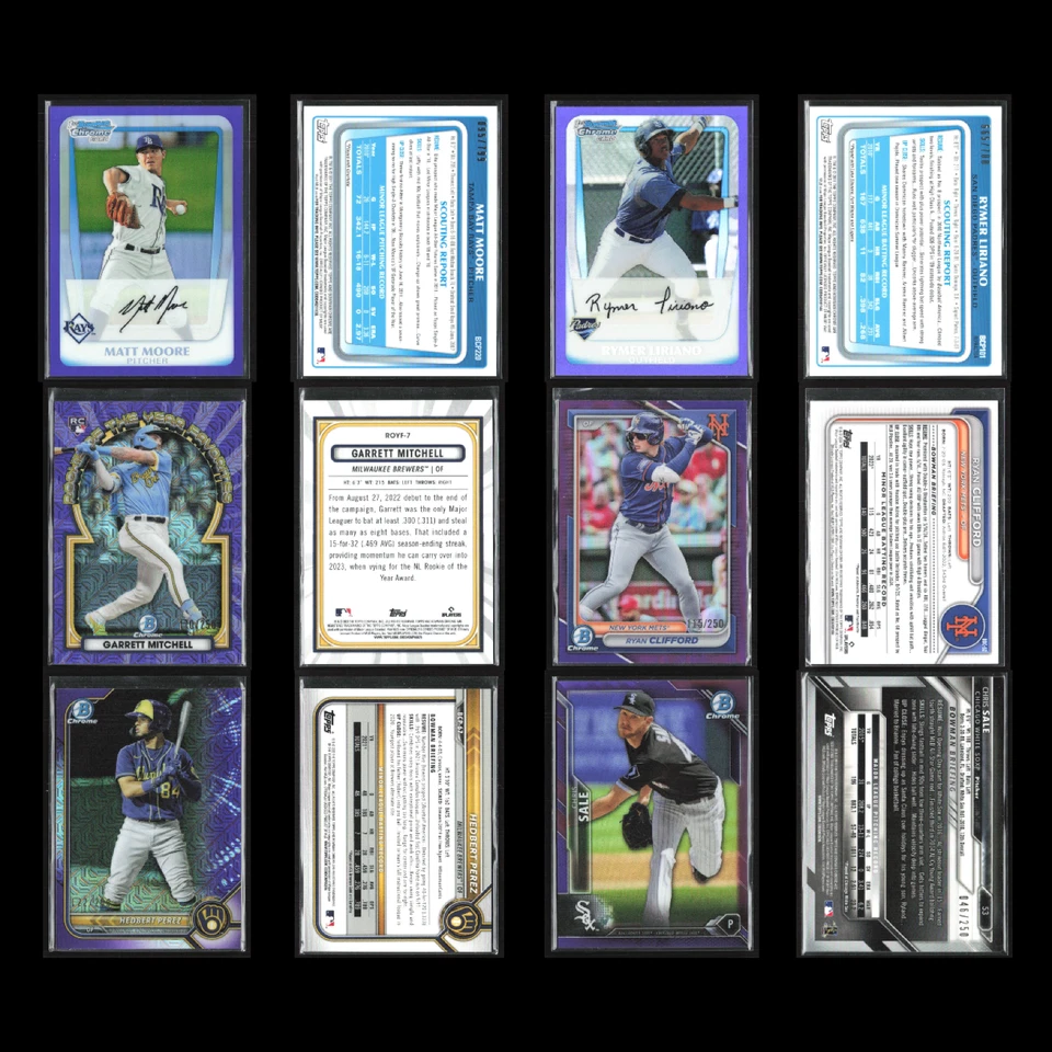 Lote de 50 tarjetas de béisbol Bowman cromo púrpura refractor distribuidor al por mayor ¡Enorme! Foto 4 de 4