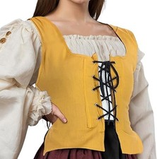 Medieval Wench Pirate Renaissance Costume Reversible Peasant Bodice Gold