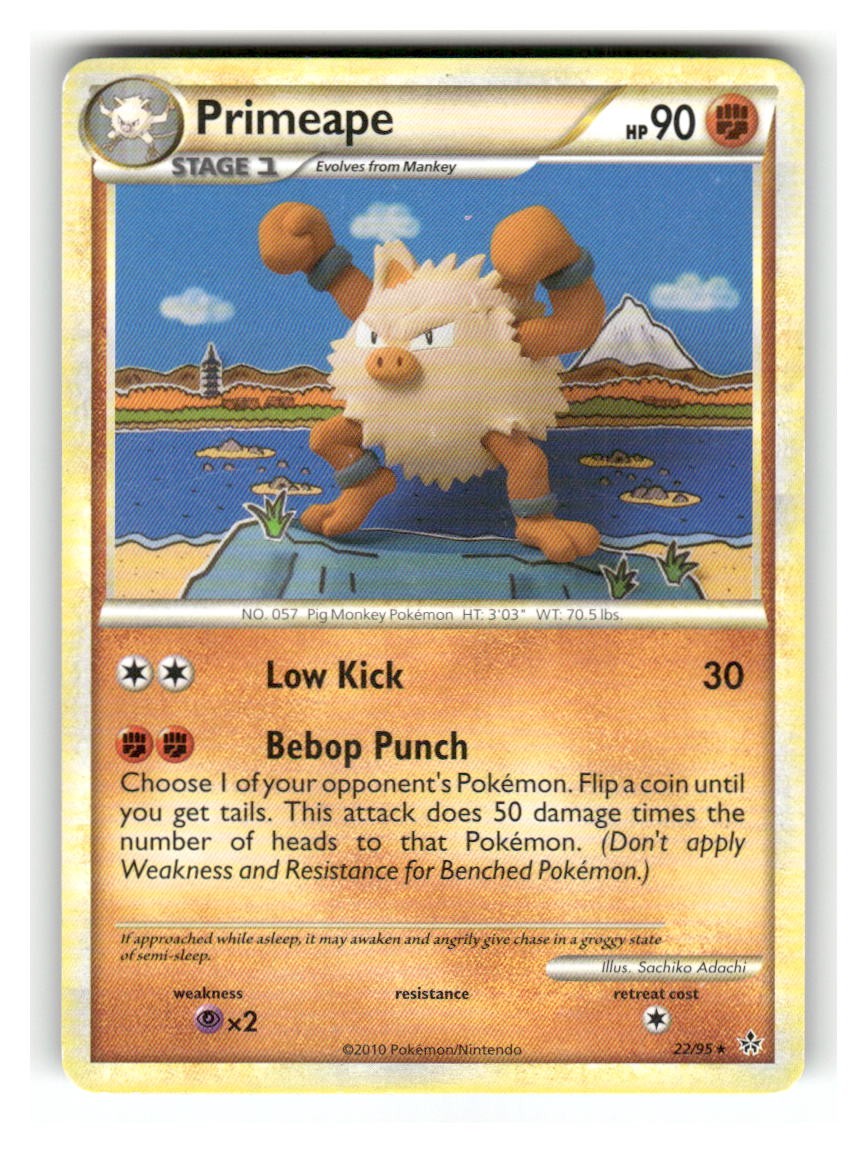 Primeape 22/95 Rare HGSS Unleashed Pokemon Moderately Played
