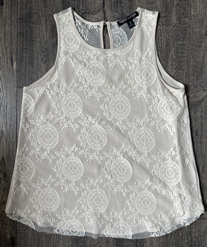 Lace Beige Tank Top Woman Size Small