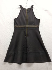 Emerald Sundae Black Sleeveless Mesh Panel Halter Dress With Gold Zipper Back Si