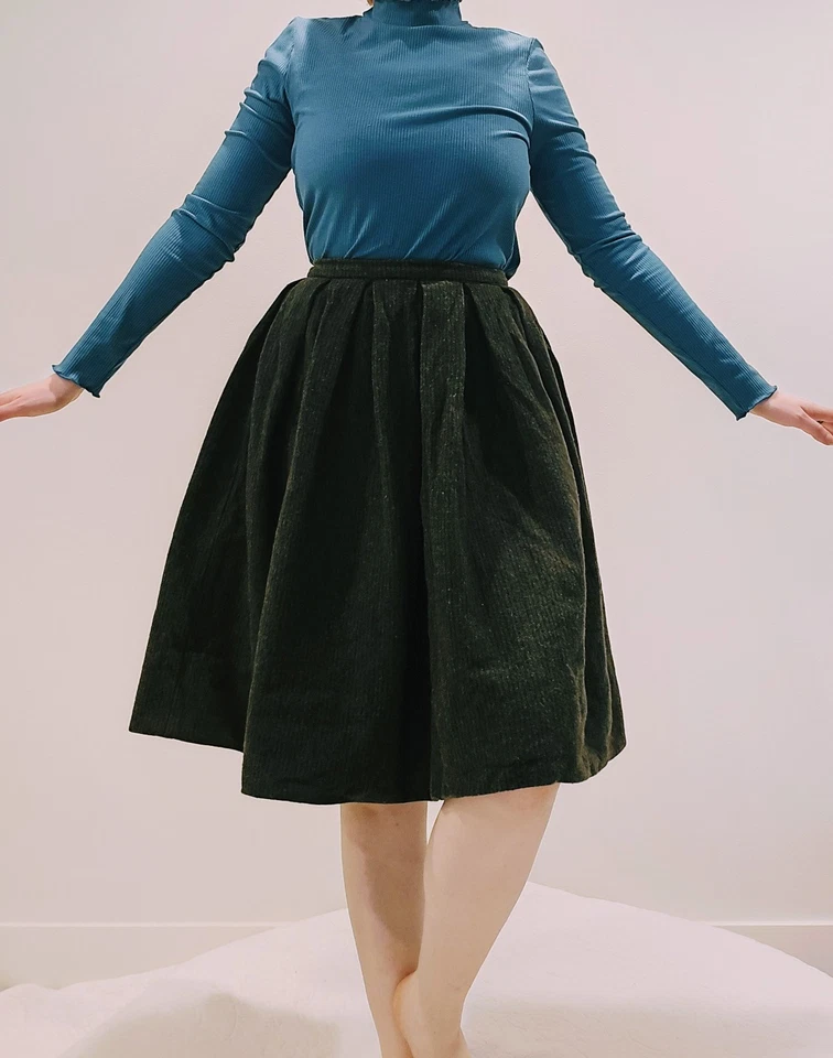 Falda Rodilla Círculo Gris Plisada Años 50 De Colección Invierno Otoño Pinup Lana Clásica XS/S Foto 2 de 4