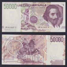 Banknote Italy 50000 Lire Bernini 2Nd Type 1992 P.-116b SPL+/XF+