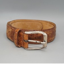 W. Kleinberg Mens Brown Ostrich Embossed Leather Belt Size 36 Made in USA