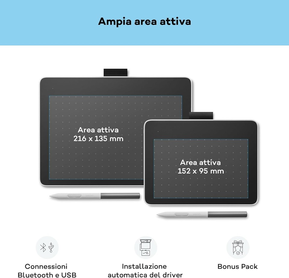 One Sign Free Wacom One S pen tablet incl. battery-free EMR-pen, bluetooth connection ...