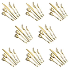 40-Piece Gold Silverware Set, Gold Flatware Set for 8, Stainless Steel Tablew...