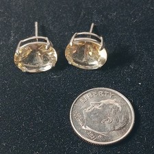 Genuine Lemon Quartz Citrine Stud Earrings 92...