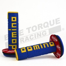 Genuine Domino A360 Blue & Yellow Grips with Red Grips Pads fits Ariel Bikes