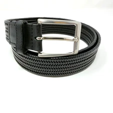 Saks Fifth Avenue Black Braided Adjustable Belt Made In Italy Size 40 USED