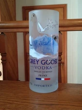 GREY GOOSE; ACL VODKA BOTTLE; MADE INTO A DRINKING GLASS; (Up-cycled)