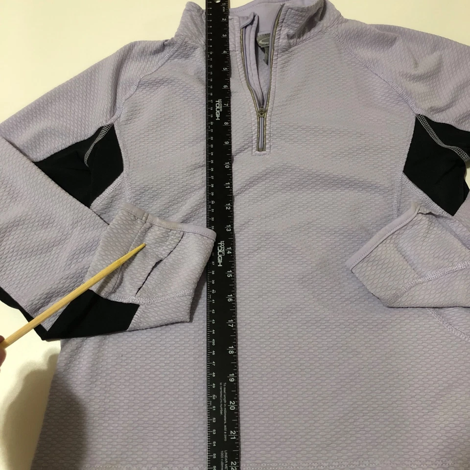 Suéter activo Champion para mujer púrpura negro 1/4 cremallera cuello alto talla M manga larga Foto 2 de 4