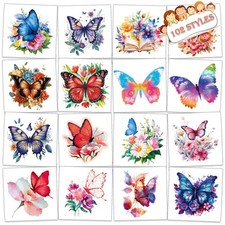 102 PCS Individually Wrapped Butterfly Temporary Tattoos for kids - Flower Te...