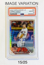 2023 TOPPS CHROME LOGOFRACTOR CORBIN CARROLL RC IMAGE VARIATION AUTO /25 PSA 10
