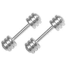 2Pcs Miniature Metal Dumbbell Prop Durable Silver Small House Decor