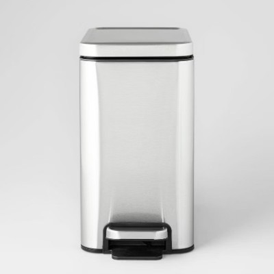 10L Stainless Slim Step Trash Can Silver Removable liner for easy cleaning