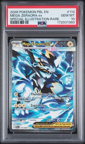 2026 POKEMON PITCH BLACK SPECIAL ILLUSTRATION RARE #114 MEGA ZERAORA EX PSA 10