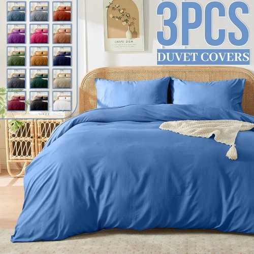 Soft Duvet Cover Bedding Set Microfiber Comforter Cover Pillow Shams Queen King
