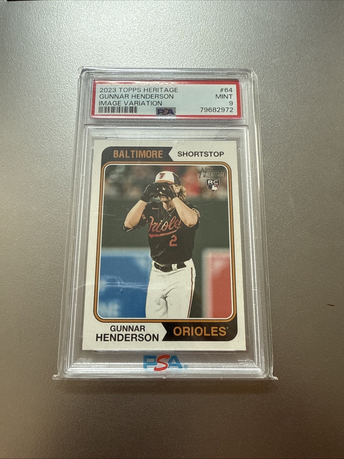 2023 Topps Heritage Gunnar Henderson Image Variation #64 PSA 9 Baltimore Orioles