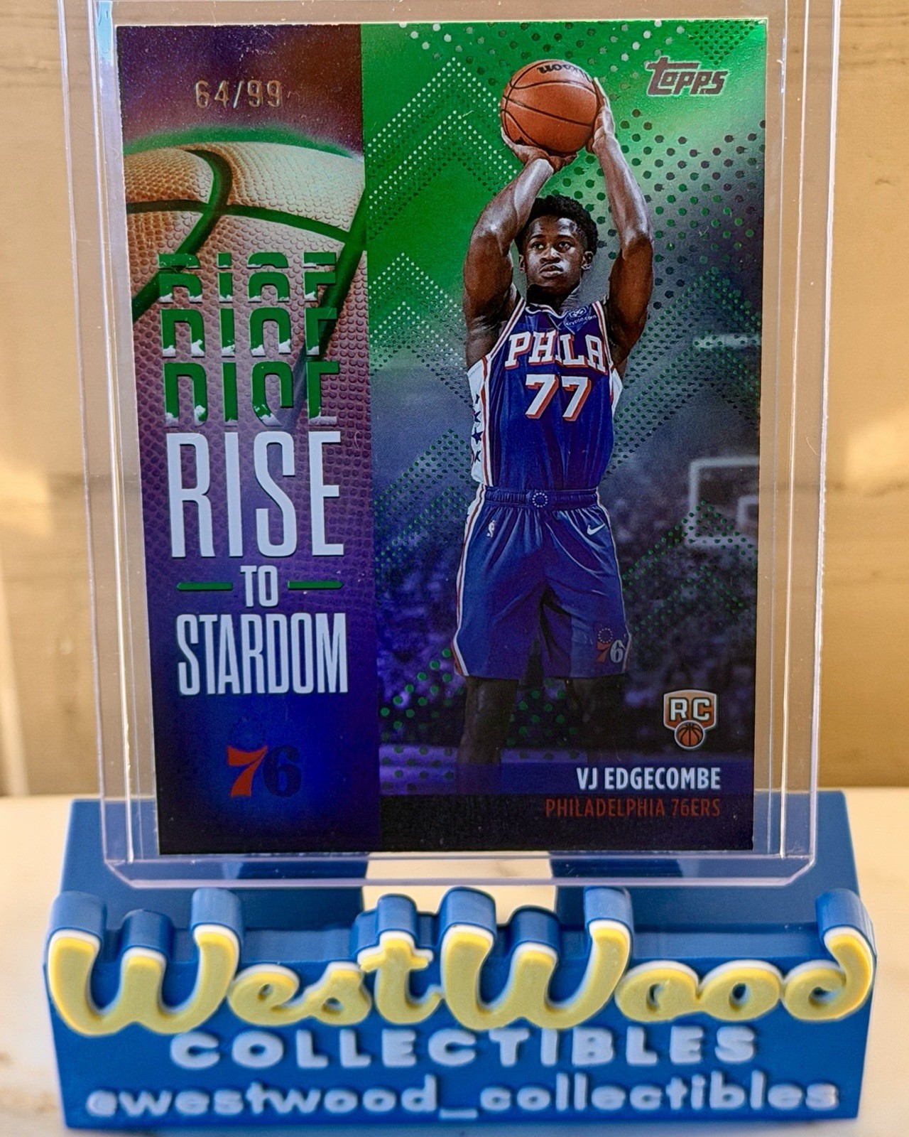 2025-26 Topps Flagship VJ Edgecombe RC Rookie Rise to Stardom Green Rainbow /99